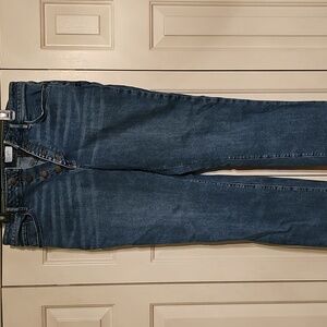 LOFT Womens Dark Blue Curvy High Rise Straight Jeans, Ankle Length